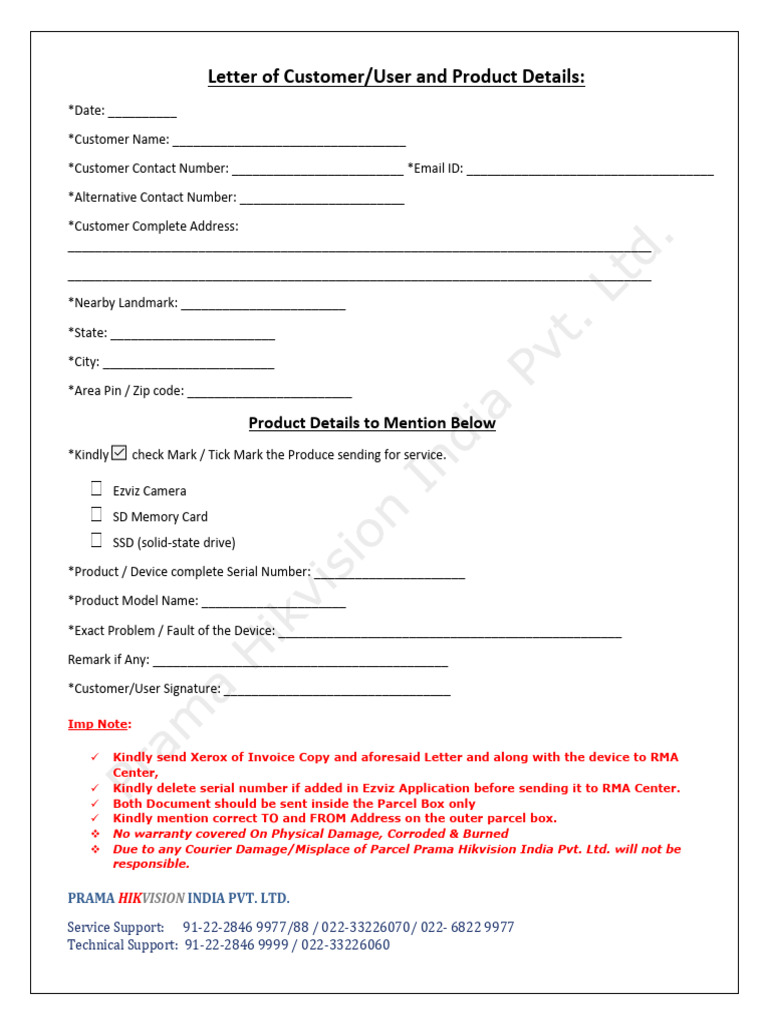 RMA Letter Online Purchase End User | PDF