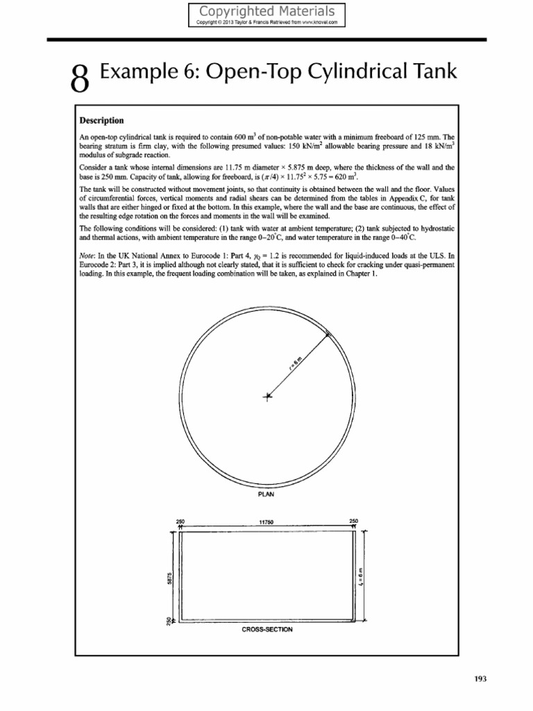 Open-Top Cylindrical Tank Design Guide | PDF | Bending | Concrete