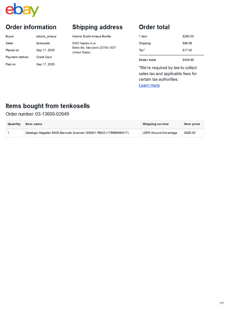 Order Details _ EBay | PDF