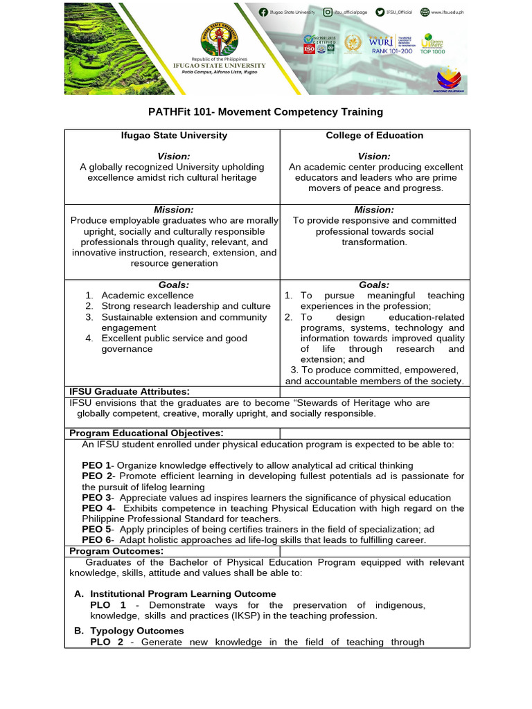 PATHFit 101: Movement Competency Training | PDF | Learning | Behavior ...