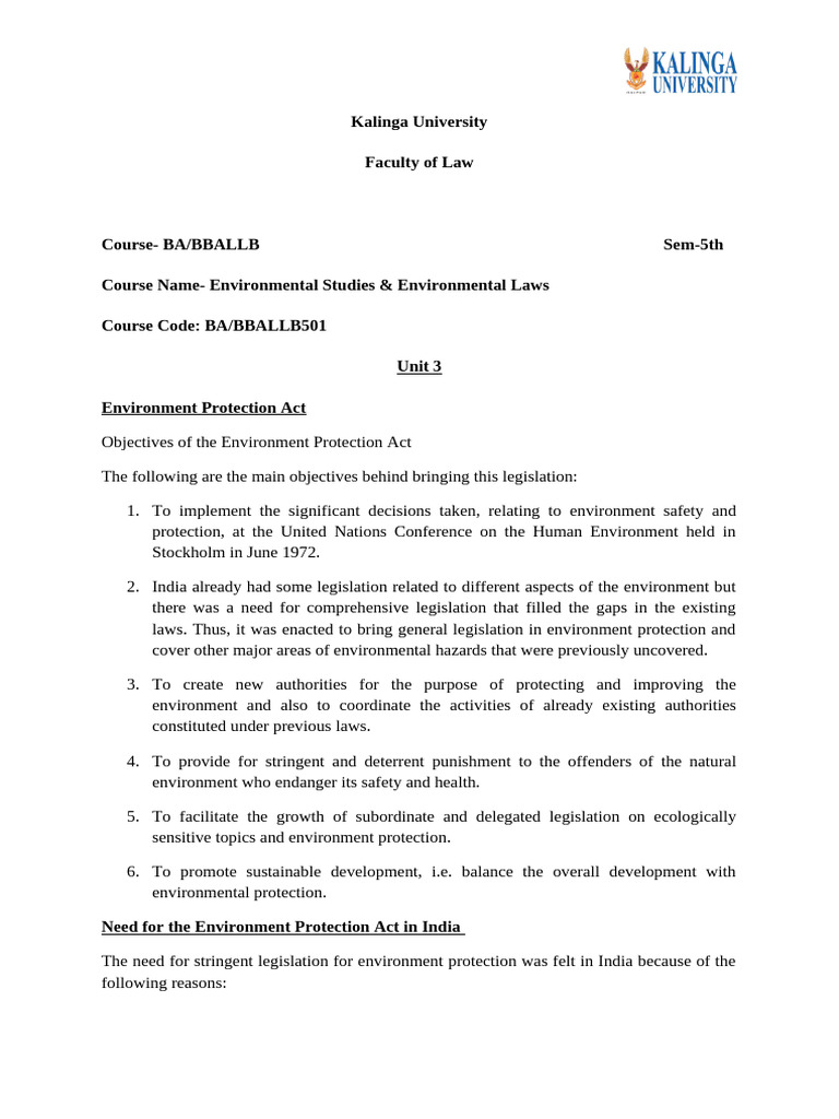 Overview of India's Environment Protection Act | PDF | Environmental ...
