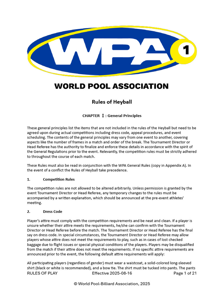 Heyball Competition Rules Overview | PDF | Sports | Ball Games