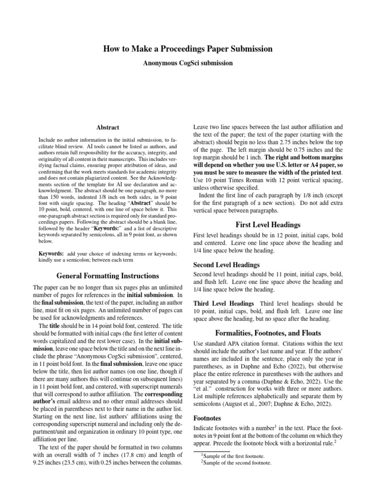 Proceedings Paper Submission Guide | PDF | Paragraph | Abstract (Summary)