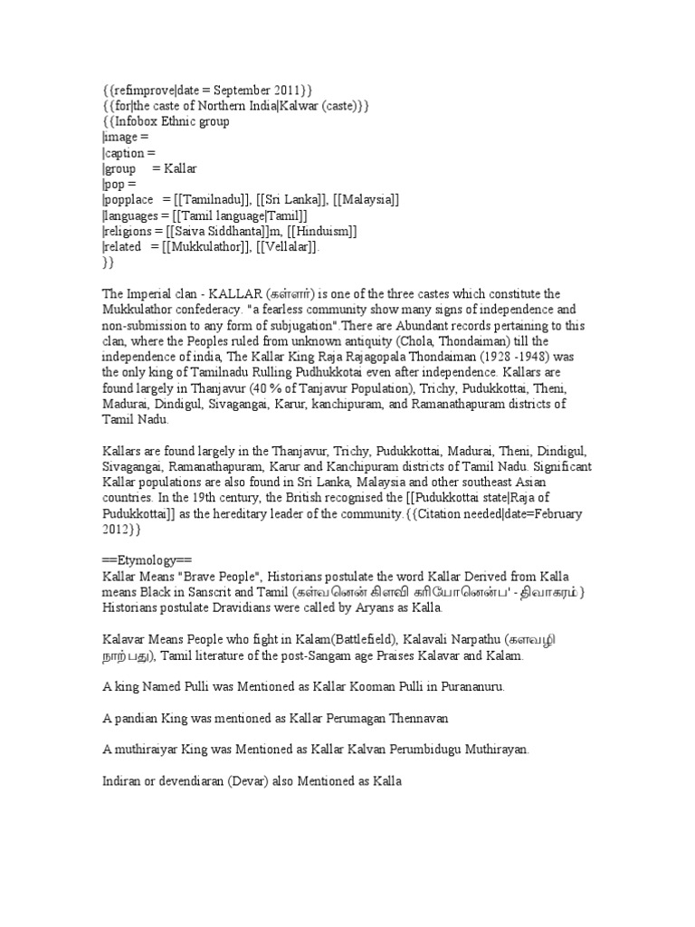 Kallar Wiki Pdf Tamil Nadu South India