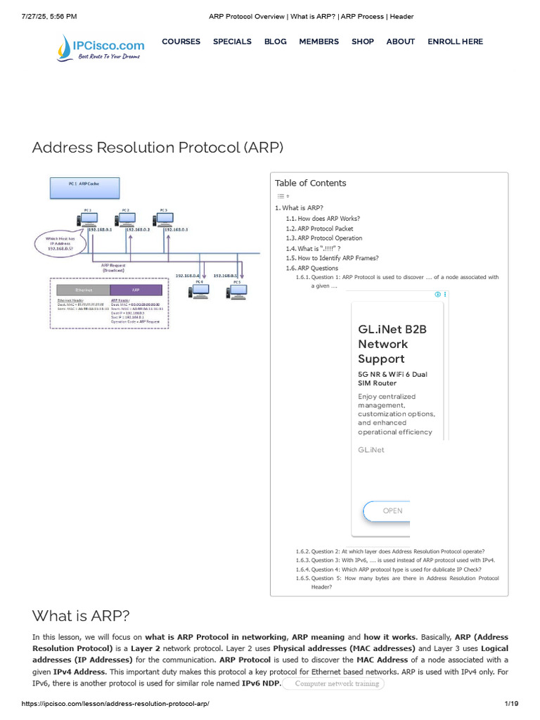 ARP Protocol Overview _ What is ARP_ _ ARP Process _ Header | PDF | I ...