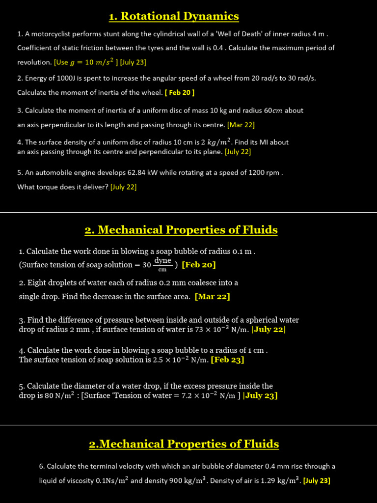 PYQ NUMERICALS | PDF | Inductor | Gases