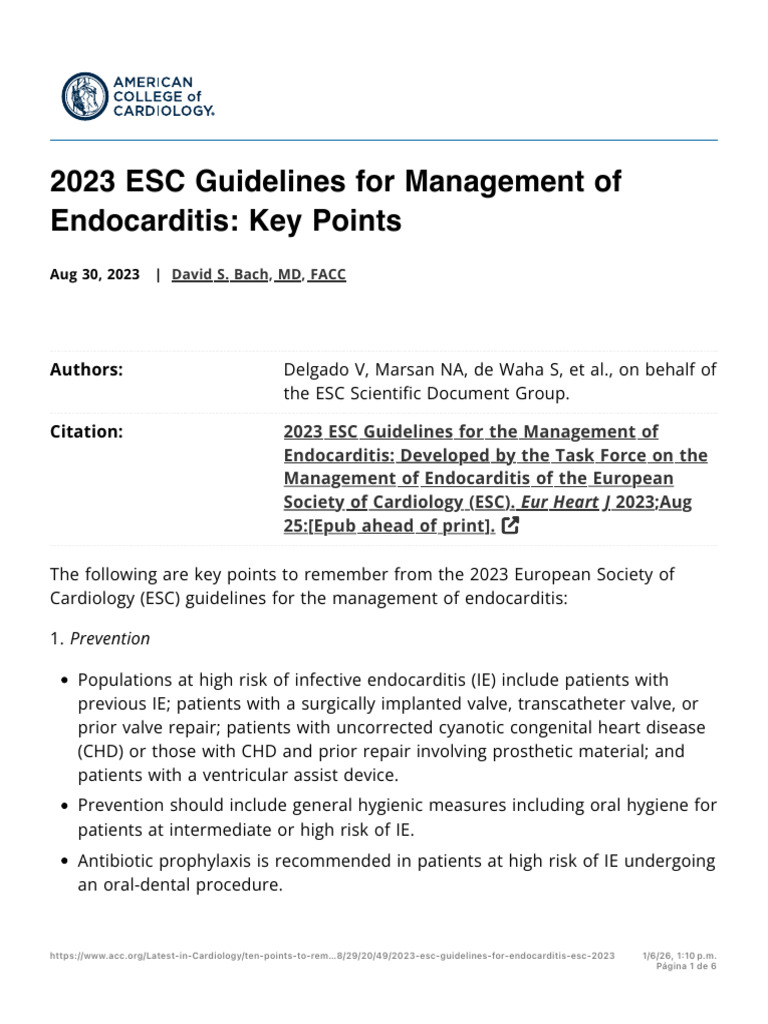 2023 ESC Endocarditis Management Guidelines | PDF | Cardiology | Heart