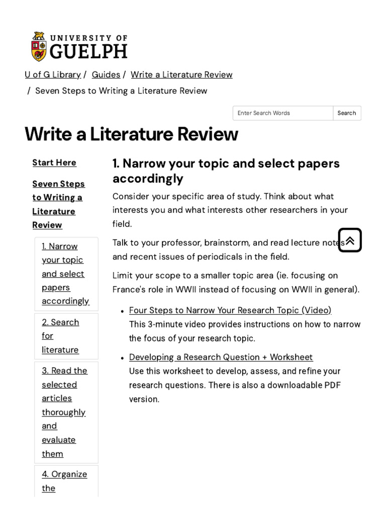 Seven Steps to Writing a Literature Review - Write a Literature Review ...