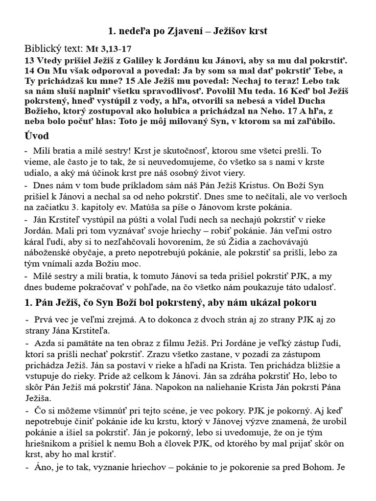 1 Po Zjaveni 2026 Mt 3,13-17 Web | PDF