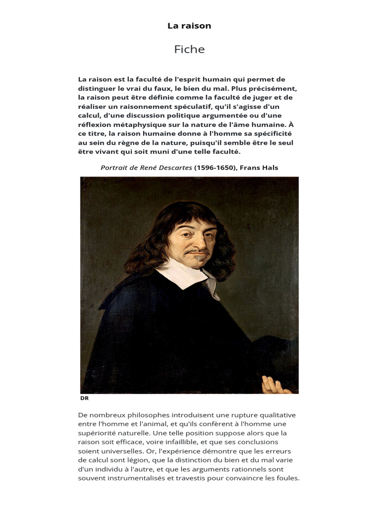 La Raison : Fondements et Limites | PDF | Raison | Vérité