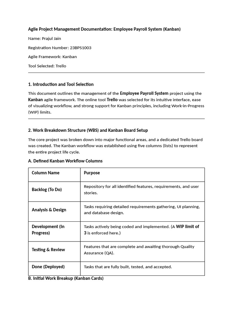 Kanban Payroll System Project Guide | PDF | Payroll | Agile Software ...