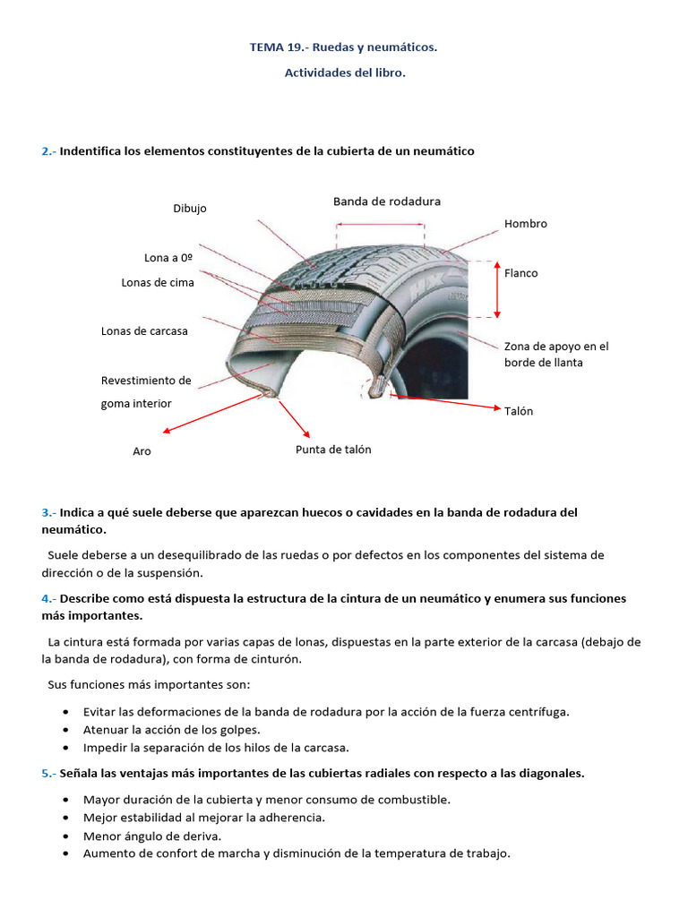 Elementos y cuidados de neumáticos | PDF | Neumático | Tecnologías ...