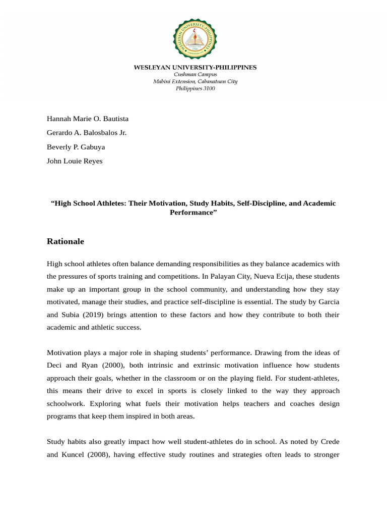High School Athletes' Motivation & Success | PDF | Motivational ...