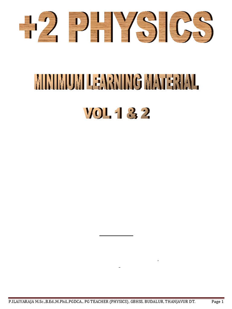 12th Grade Physics Study Material Vol 1 | PDF | Electromagnetic ...