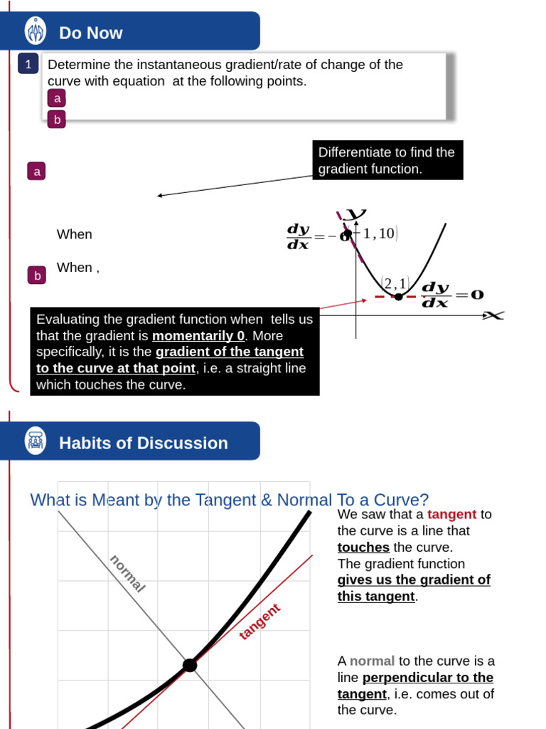 Ch8 Differentiation 1 | PDF | Tangent | Gradient