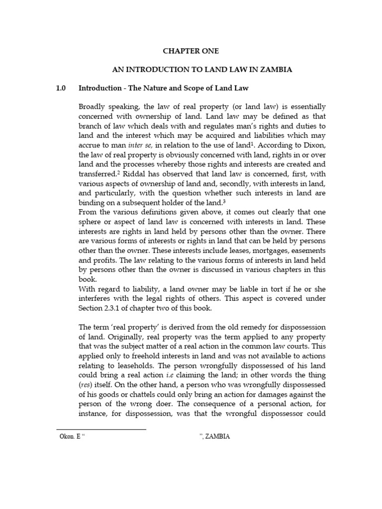 BLL 331 Land Law I Introduction to Land Law, by F. Mudenda | PDF ...