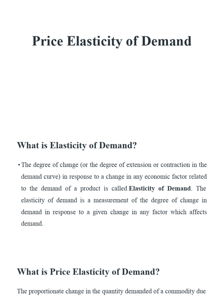 Understanding Price Elasticity of Demand | PDF | Demand | Elasticity ...