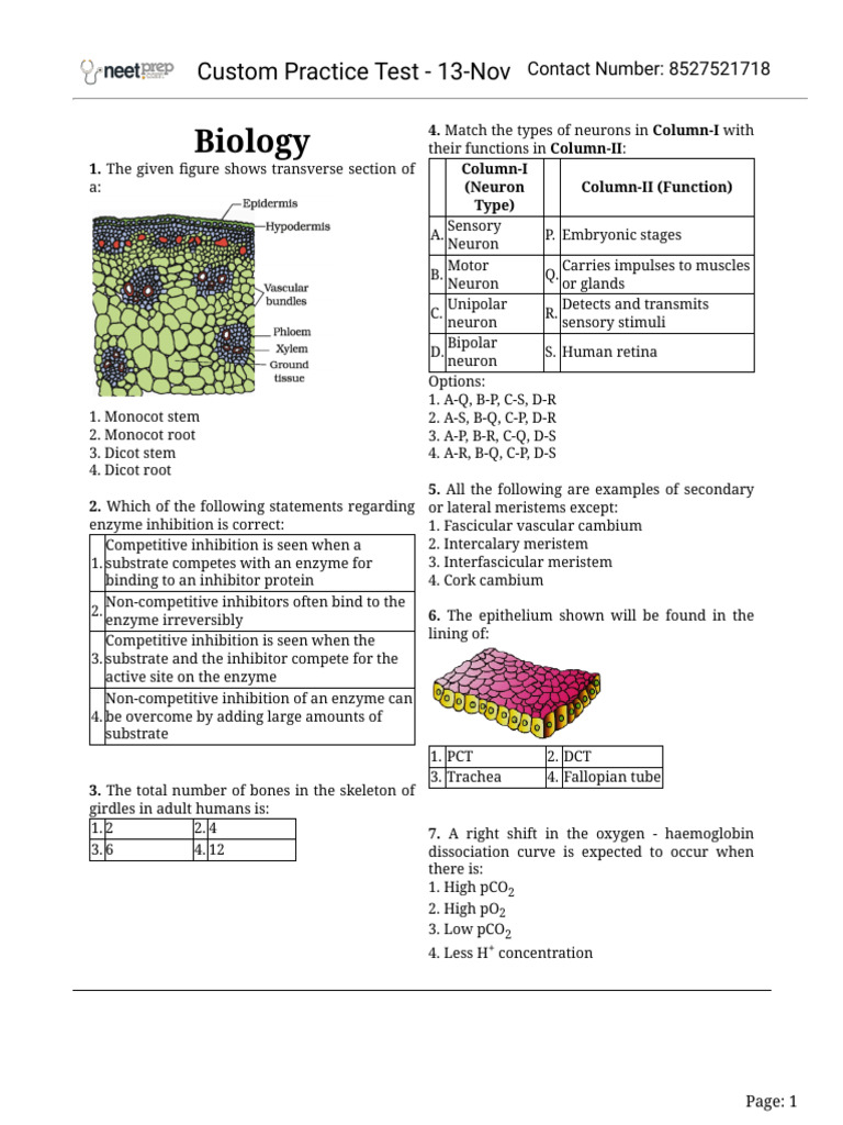 Biology Practice Test Questions | PDF | Meiosis | Exhalation