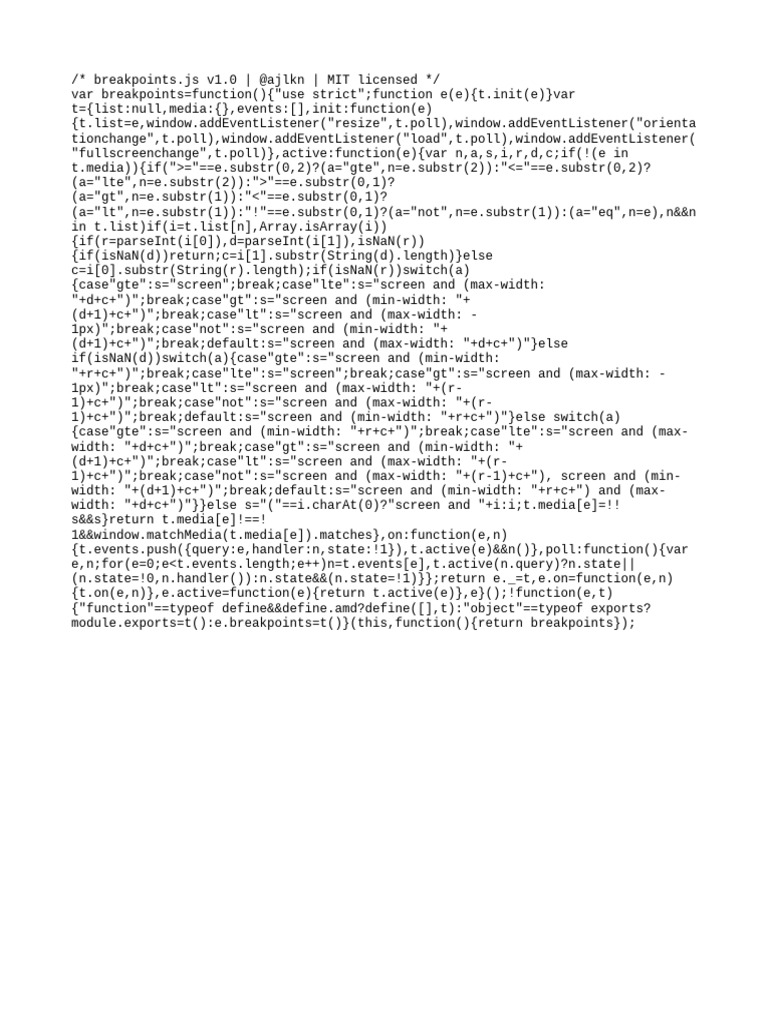 JavaScript Breakpoints Library v1.0 | PDF