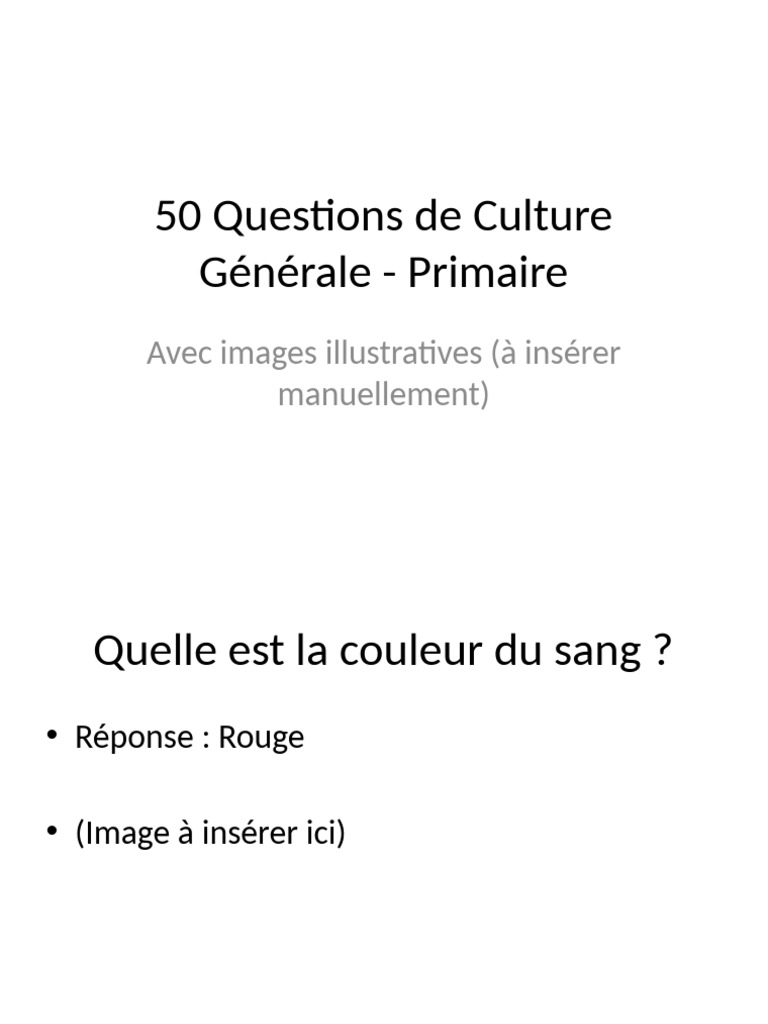 50 Questions de Culture Générale pour Enfants | PDF