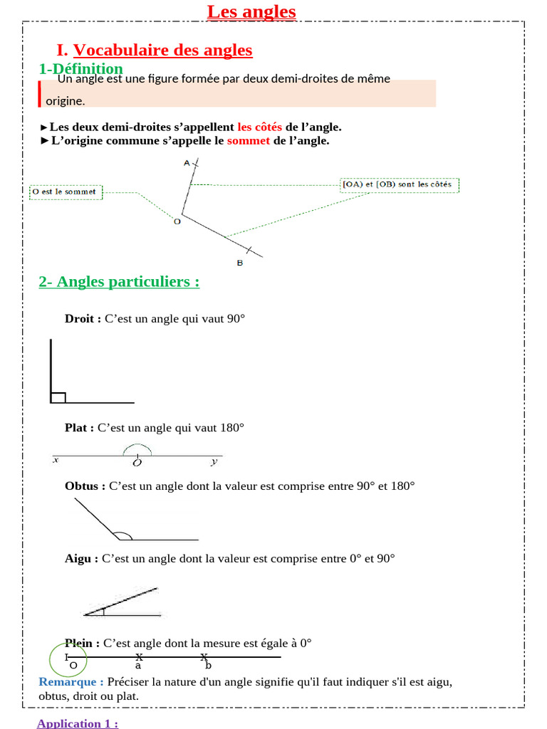 Vocabulaire et types d'angles | PDF