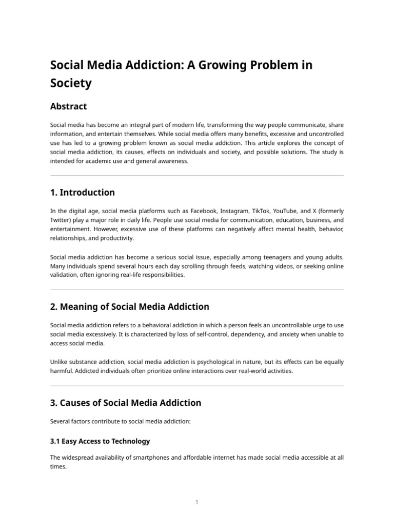 Understanding Social Media Addiction | PDF | Social Media | Popular ...