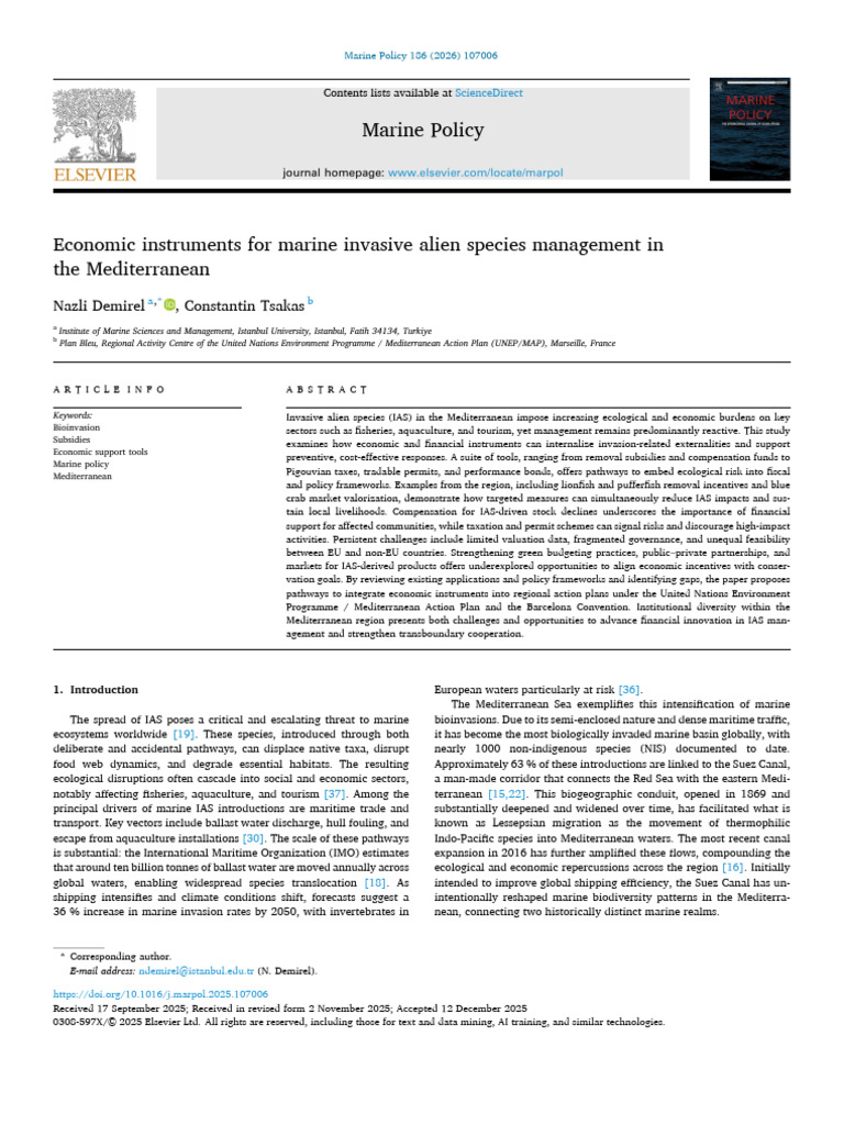 Demirel%26amp%3BTsakas MarPol2025 | PDF | Sustainability | Policy