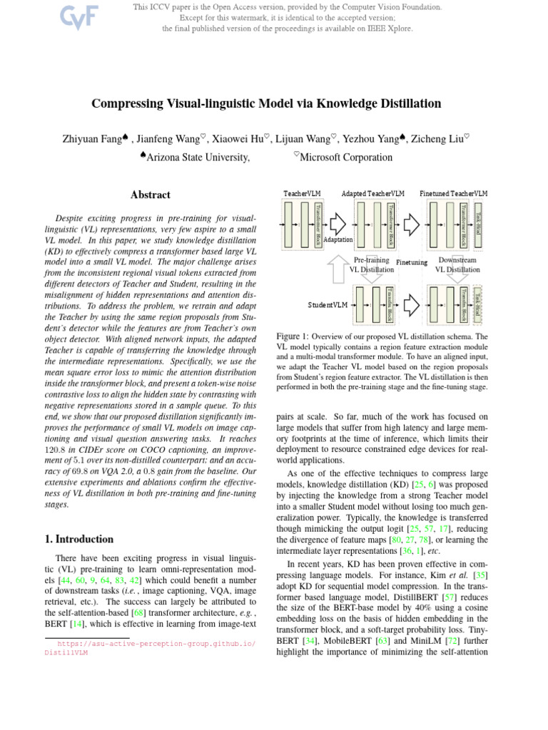 VL Model Compression via Knowledge Distillation | PDF | Applied ...
