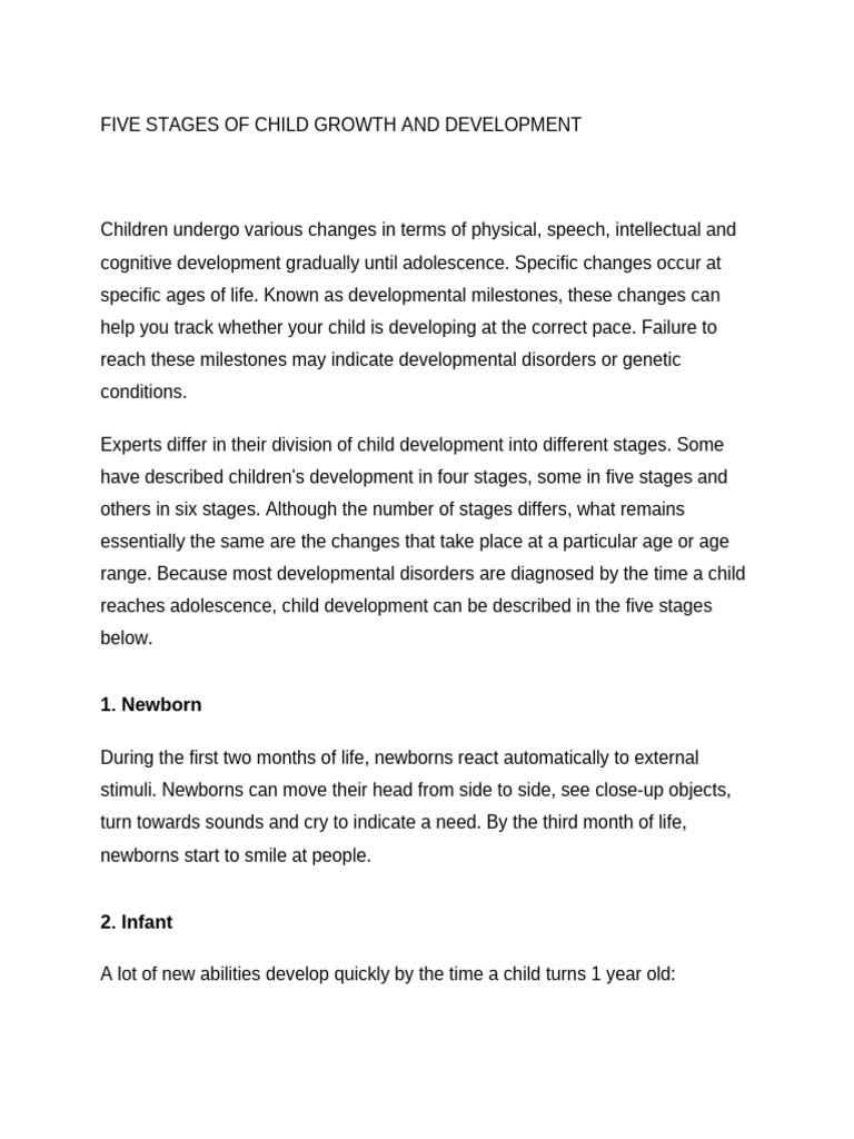 Five Stages of Child Development | PDF | Infants | Child Development