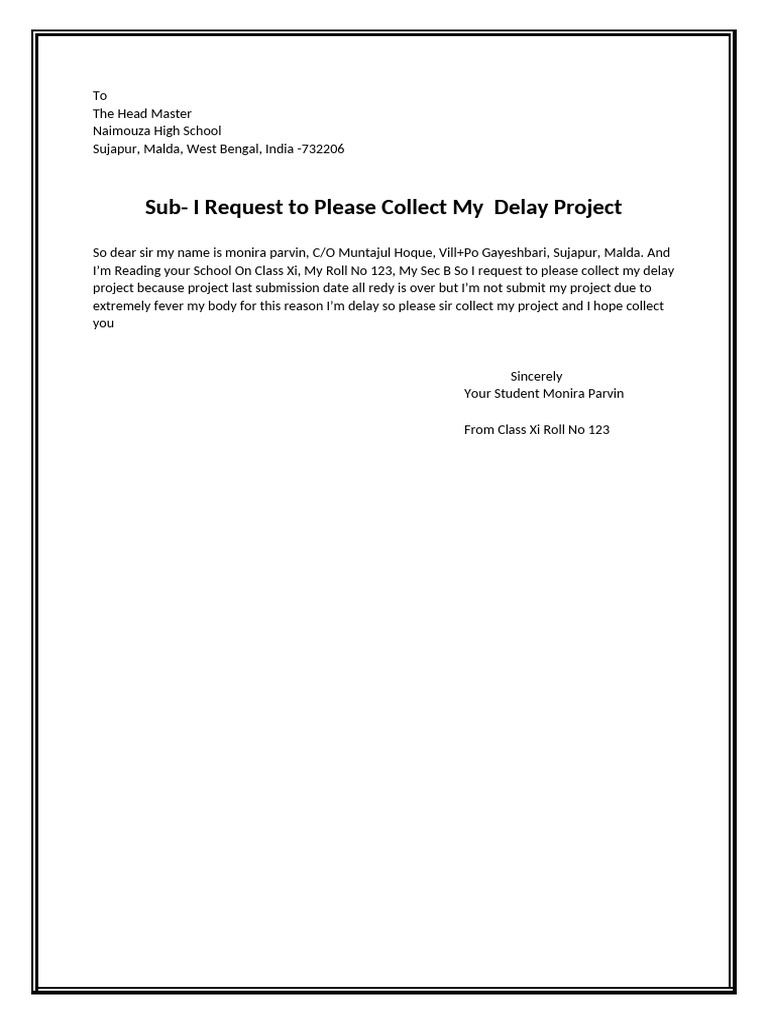 Request for Delay Project Submission | PDF