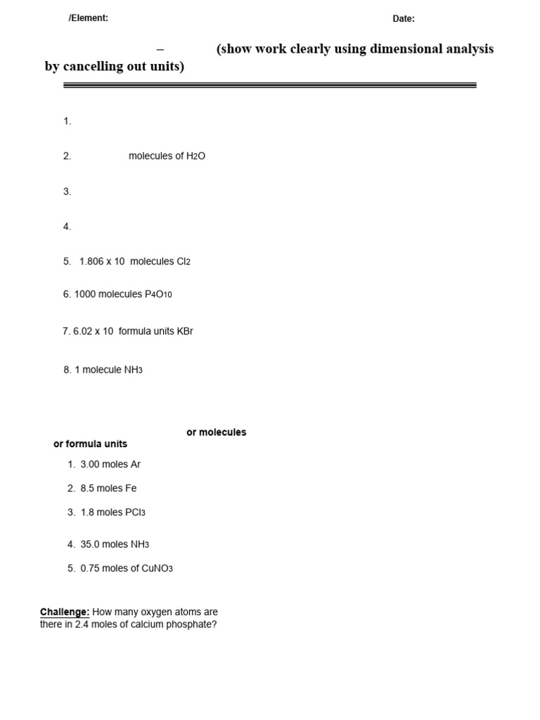 Mole Conversion Practice Exercises | PDF