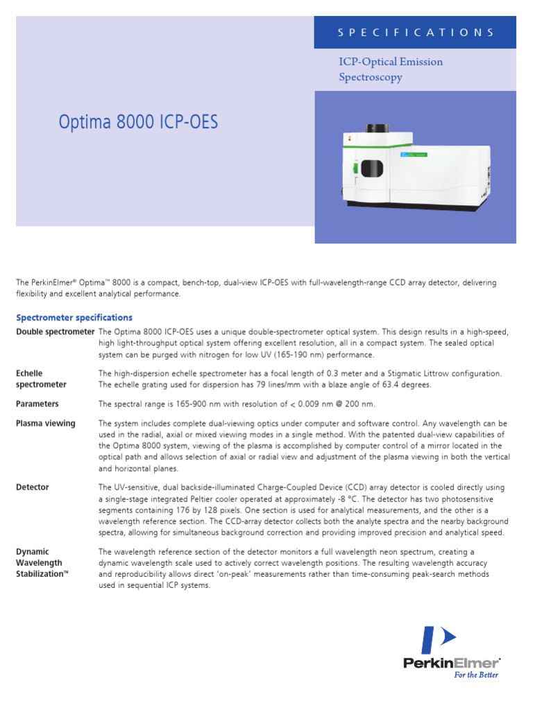44 127694optima 8000 Specifications | PDF | Spectrometer | Atomic Physics