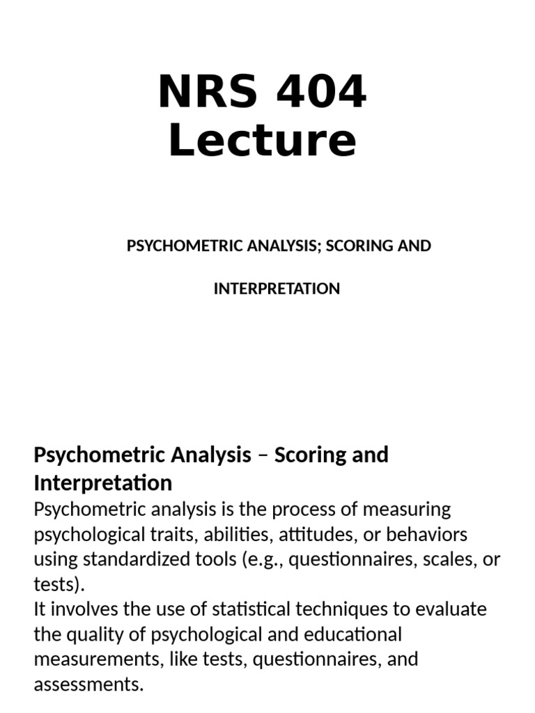 Psychometric Analysis: Scoring & Interpretation | PDF | Psychometrics ...