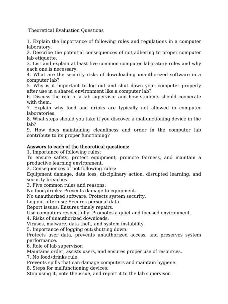 Computer Lab Rules and Etiquette Guide | PDF