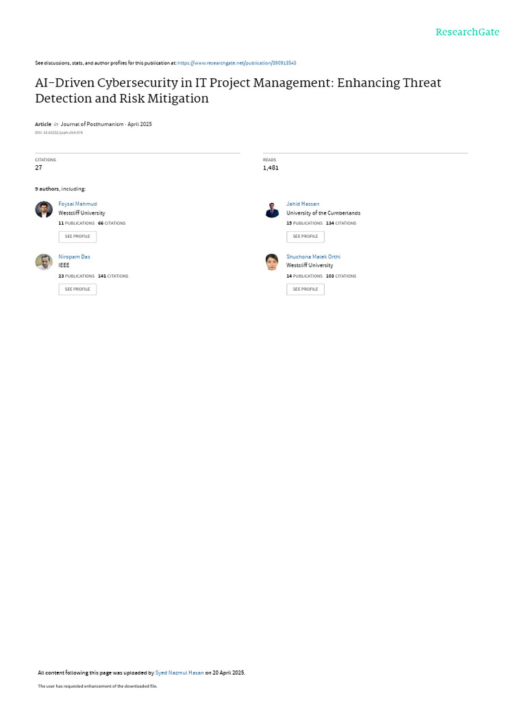 AI in Cybersecurity for IT Projects | PDF | Artificial Intelligence ...