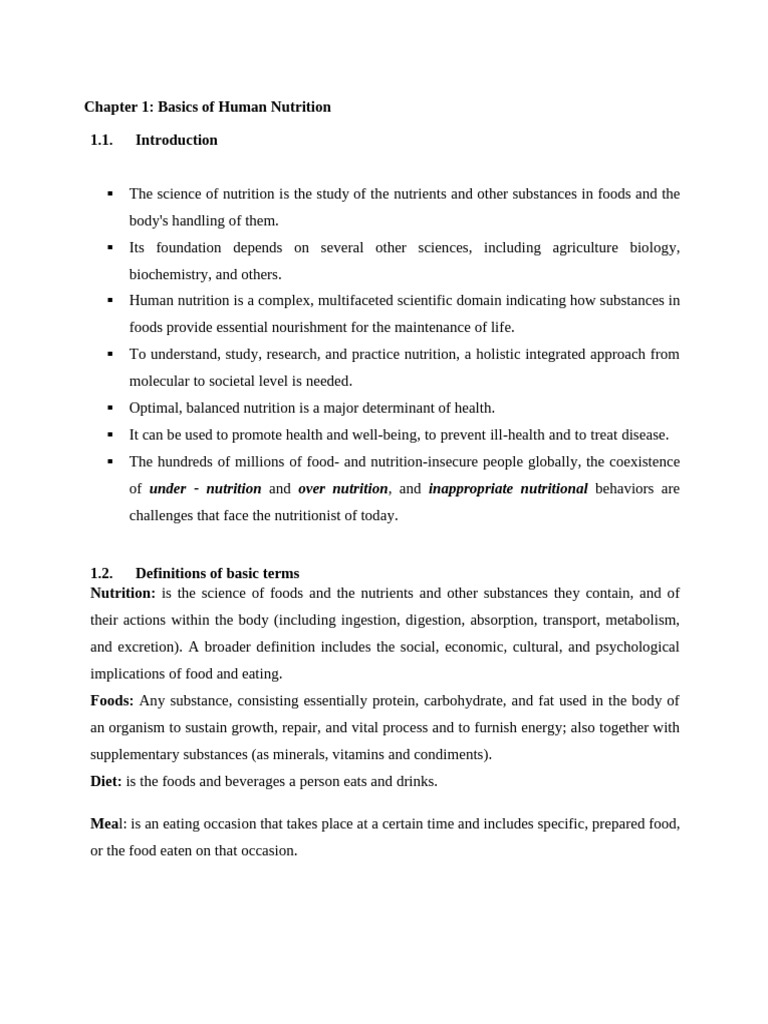 Human Nutrition Basics Explained | PDF | Malnutrition | Human Nutrition
