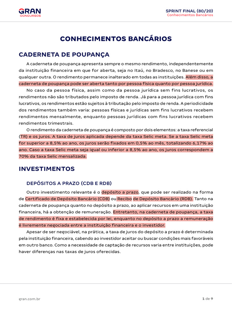 Caderneta de Poupança: Rendimento e Impostos | PDF | Comprovante de ...