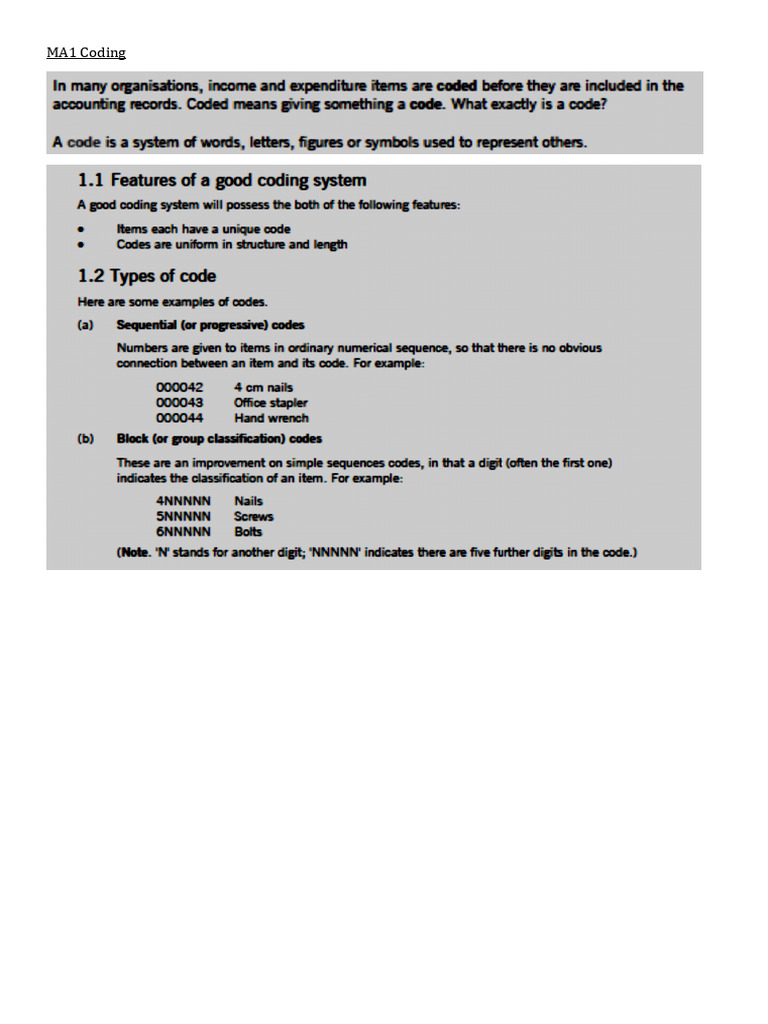 MA1 Coding Notes | PDF