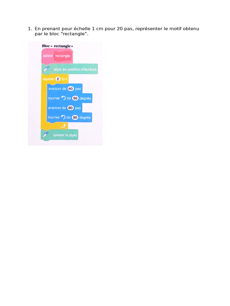 Simulation de dessins et calculs sur Scratch | PDF