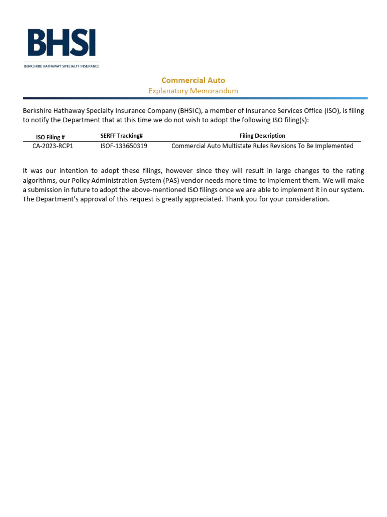 Commercial Auto Filing Delay Notice | PDF