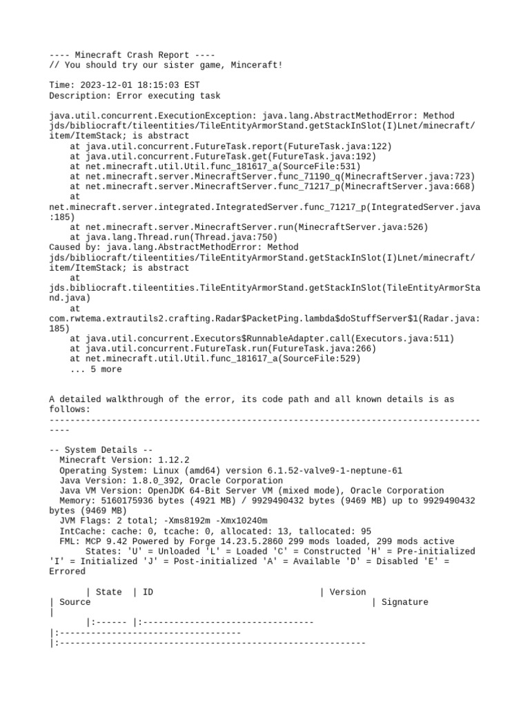 Minecraft 1.12.2 Crash Report Analysis | PDF | Java (Programming ...