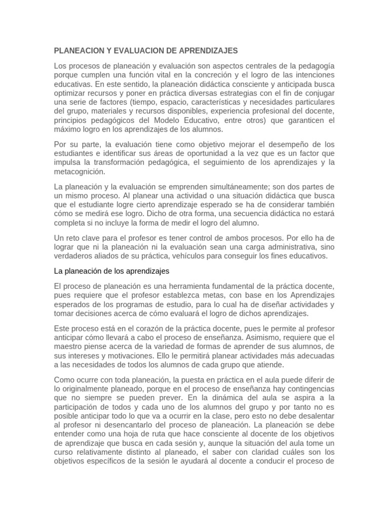Planeación y Evaluación Educativa Efectiva | PDF | Evaluación | Maestros