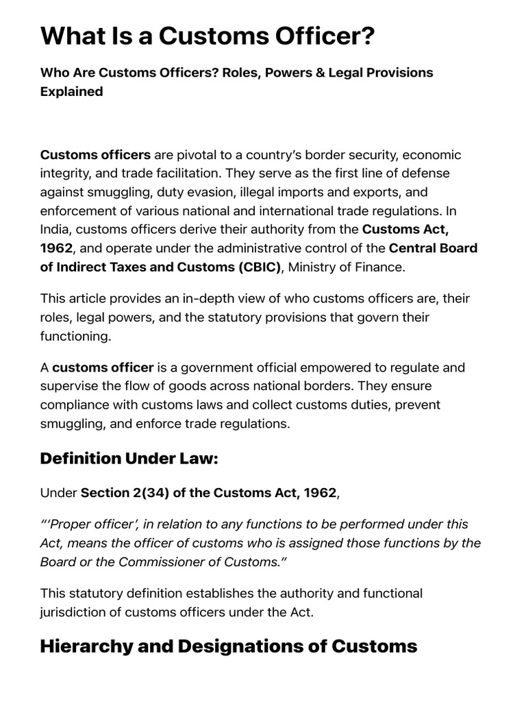 Understanding Customs Officers' Roles | PDF | Customs | Smuggling