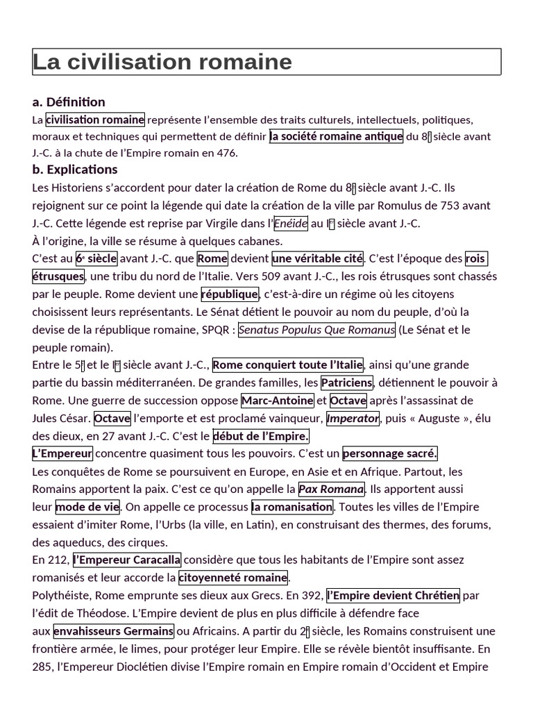Histoire de la civilisation romaine | PDF | Rome antique | Empire romain