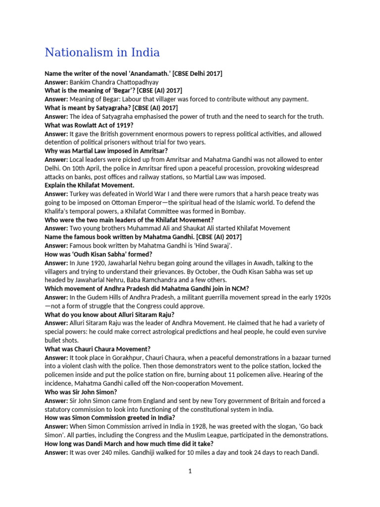 Key Events in Indian Nationalism | PDF | Mahatma Gandhi