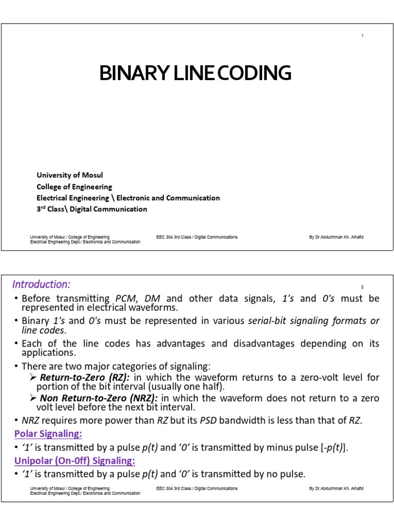 Binary Line Coding Techniques Explained | PDF | Encodings | Data ...