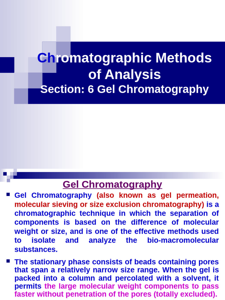 Gel Chromatography Techniques Explained | PDF | Chromatography ...