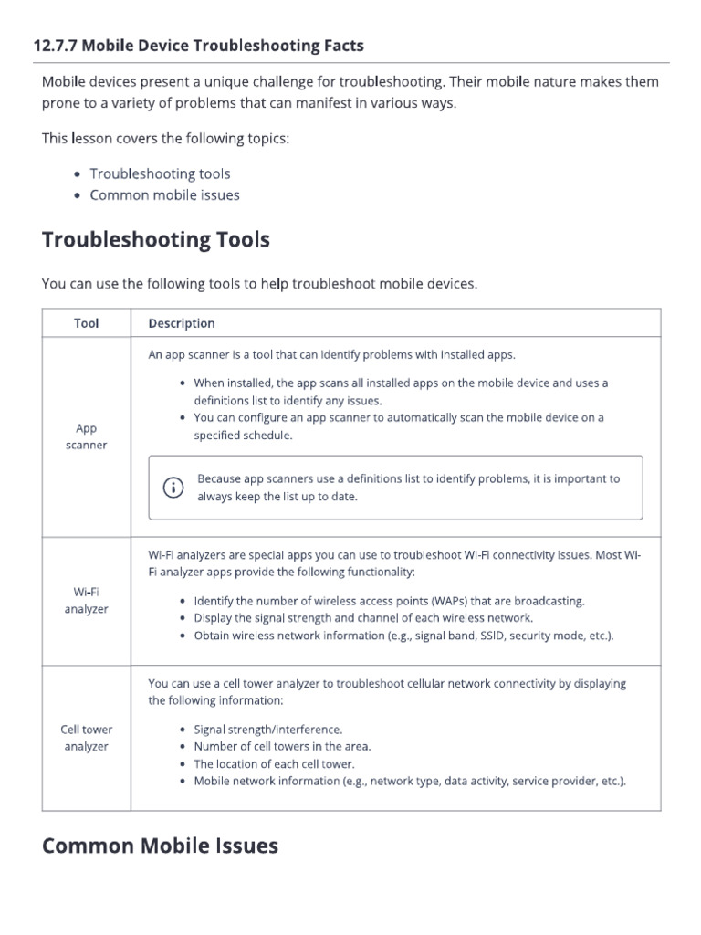 Mobile Device Troubleshooting Facts | PDF