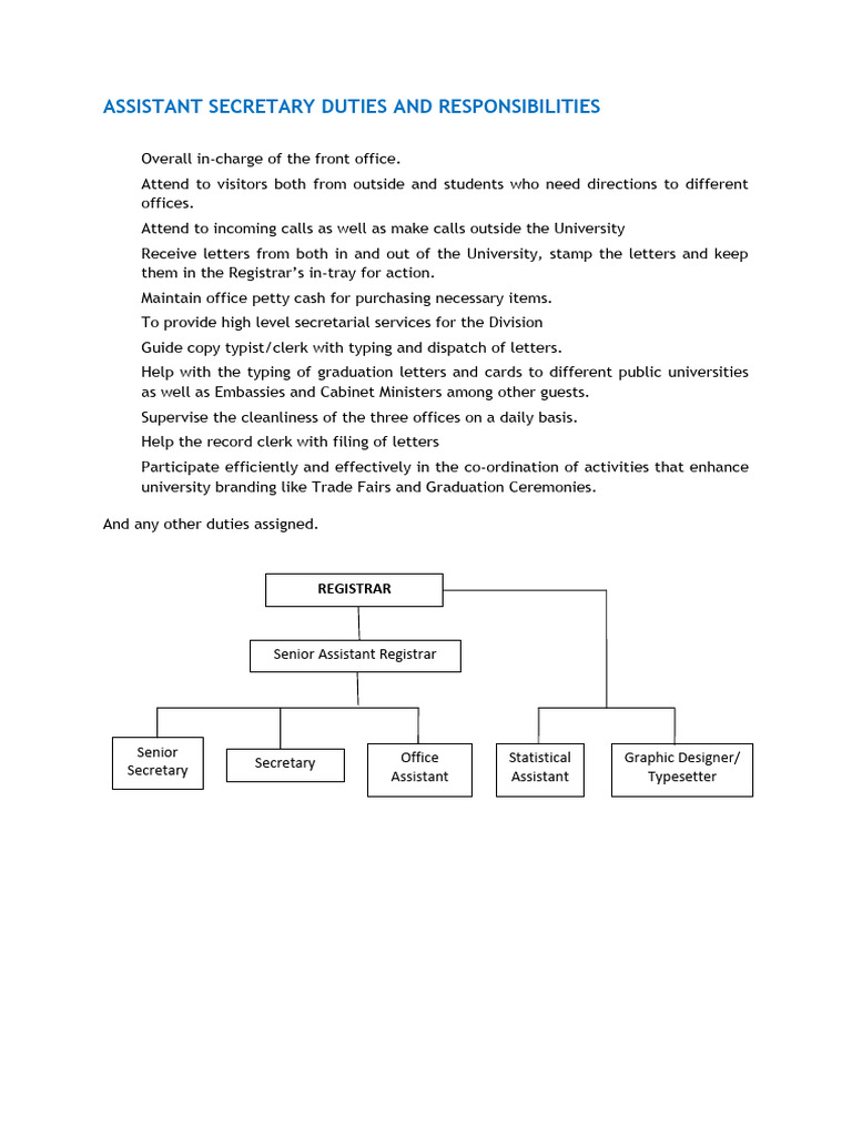 Assistant Secretary Role Overview | PDF