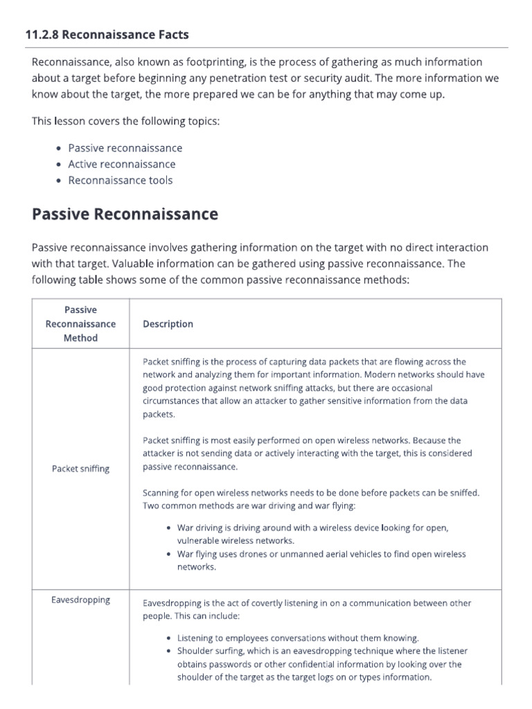 Reconnaissance Facts | PDF